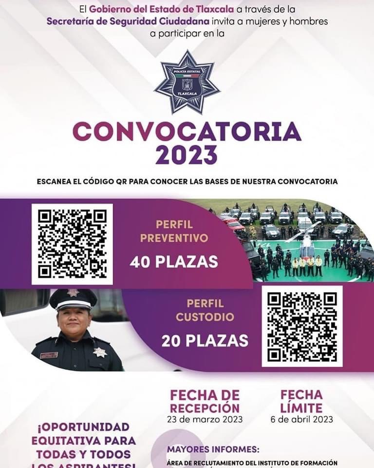 Policía de Tlaxcala lanza convocatoria